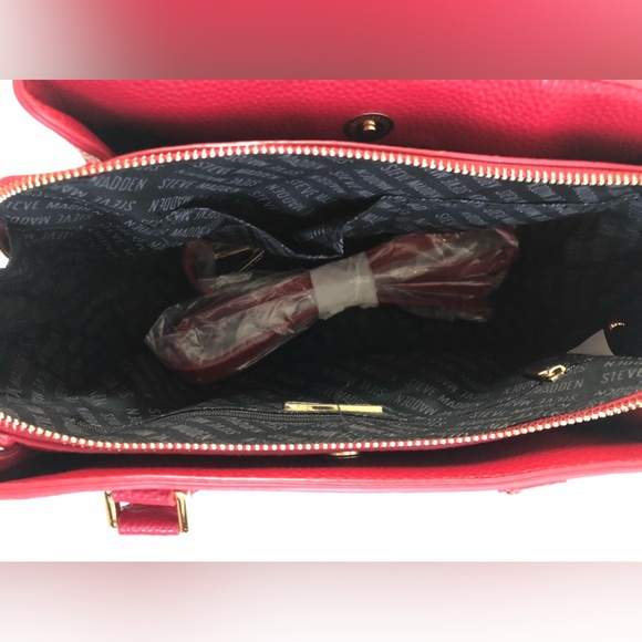 Steve Madded Vegan leather Studded Handbag color: Red - Picture 4 of 11